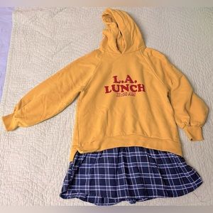 Zara Kids Sweatshirt Yellow Hoodie W/Plaid
